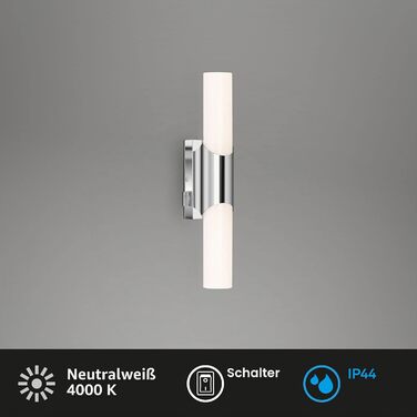 Світильник у ванну кімнату Briloner LED, IP44, 6.5 Вт, 700 Лм, 4000К, хром-білий, 320x65x68 мм
