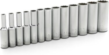 Набір торцевих головок GearWrench, 13 предметів, 1/4 привід, метричний 80308. 1/4 привід, 13 шт. Глибокий профіль, метрична система.