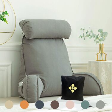 Подушка для читання, подушка для спинки ліжка, подушка для спинки крісла-ліжка, опора для спини, спинка подушки ліжка, подушка сидіння ліжка з підлокітником, подушка для спинки ліжка, подушка для спинки з підлокітниками 75см40см58см Світло-сірий 75x40x58с