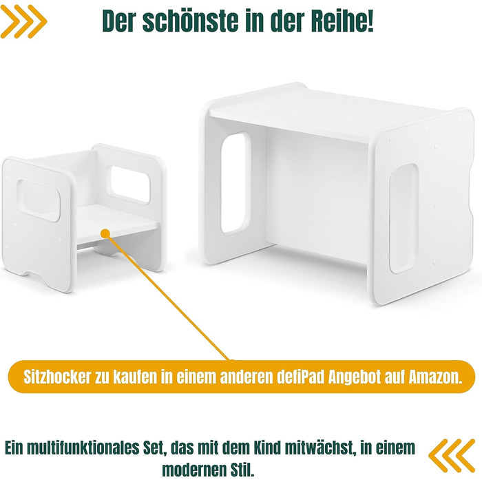Дитяча лавка defiPad дитяча лавка може перетворюватися на дитячий стіл дерев'яна лавка з 2 висотами сидіння дитяча лавка з функціє