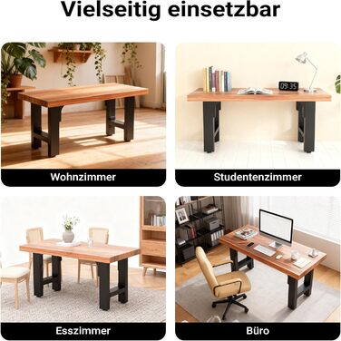 Сталеві ніжки для столу Wiltec, комплект з 2 шт., квадратні труби 60x72 см, чорне порошкове покриття, доріжки для столу, каркас столу, основа столу