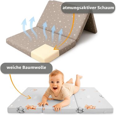 Розкладний матрац, розкладний матрац для дорожнього ліжечка, дитячий матрац 60x120 см - Розкладний матрац для дітей, гостьовий матрац, розкладний дитячий матрац, матрац на підлогу, матрац для сну та дорожній матрац 60 x 120 см, матрац Africa