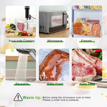 Тринтіонні вакуумні пакети, 200 пакетів 20x30 см вакуумні пакети для всіх вакуумних упаковок і вакуумного пакувальника харчових продуктів, екстрагований дизайн упаковки, киплячі пакети для заморожування Sous Vide, тиснені повітряні канавки