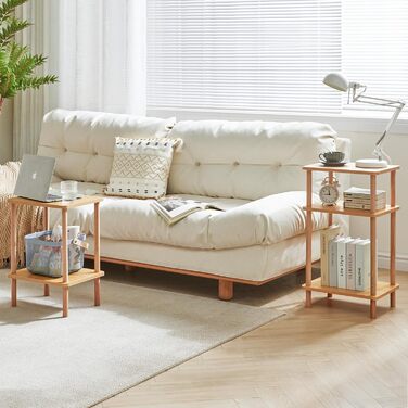 Дерев&39яний журнальний столик IBUYKE, тумбочка з 3 ярусами, 39x29x68,5 см, журнальний столик, столик для дивана, для спальні, вітальні, сучасний дизайн, легке складання, натуральний WST003N 39 x 29 x 68,5 см натуральний
