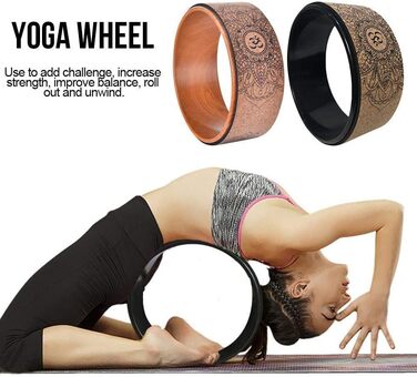 Колесо для йоги - найміцніше та найзручніше опорне колесо для Дхарма-йоги для поз йоги, ідеальний пінопластовий ролик для додаткової гнучкості, кільце для йоги 13 x 5 дюймів, коричневий колір