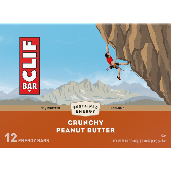 Енергетичні батончики Clif Bar Crunchy Peanut Butter, 12 батончиків / коробка Crunchy Peanut Butter 12 шт. (1 упаковка)