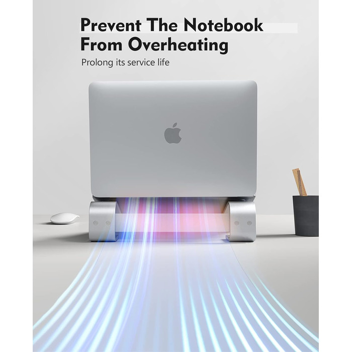 Підставка для ноутбука на стіл, ергономічна, алюмінієва, з вентиляцією, сумісна з MacBook Air/Pro, Dell XPS, HP (1117,3 дюйми), срібляста ідеально для домашнього офісу Z-silver