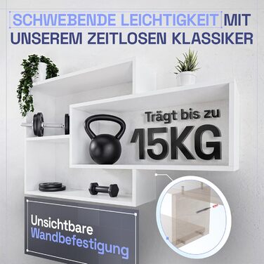 Біла настінна полиця, дерев&39яна книжкова полиця, підвісна полиця, плаваюча полиця для вітальні, спальні та кухні