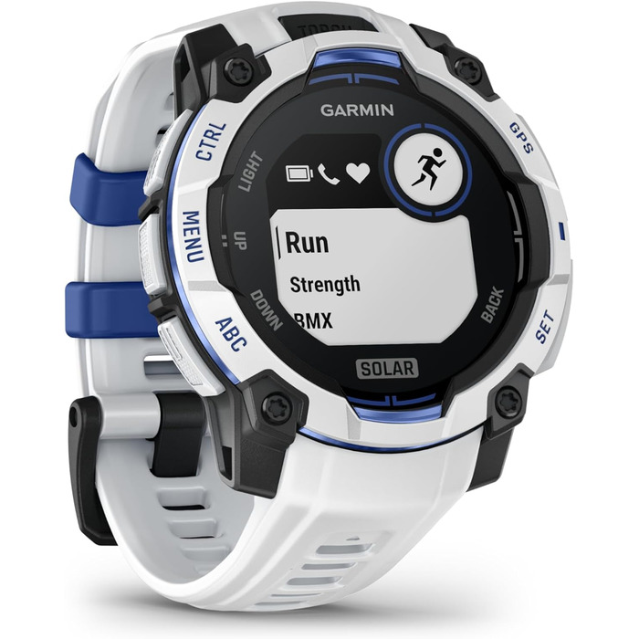 Розумний годинник Garmin Instinct 3 GPS 45 мм, сонячний, білий камінь, чорний/блакитний, 45 мм SOLAR