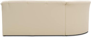 Кутовий диван DOMO. колекція Berlin, позачасовий шкіряний кутовий диван з високоякісною пружинною оббивкою, L-подібний диван зі штучної шкіри, 3-місний з правого боку, диван 205 x 250 x 89 см, бежевий (кремовий) Бежевий 3-місний з правого боку