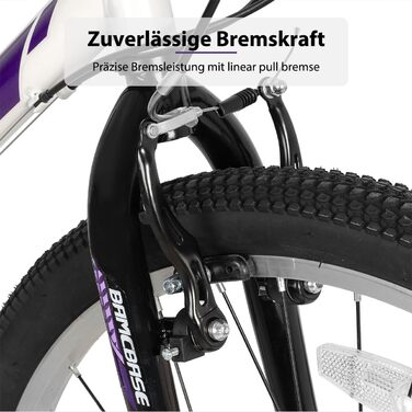 Гірський велосипед HILAND 24/26 дюймів, 21-швидкісний подвійний V-подібний гальмо MTB, гірський велосипед для підлітків та дорослих, чоловіків та жінок, білий 24 дюйми