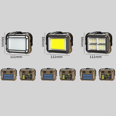 Світлодіодний сонячний кемпінговий ліхтар із зарядкою USB-C, 3600 мАг, акумуляторний робочий ліхтар, регульований 4-ступінчастий кольоровий COB-прожектор, алюміній IPX4 (4K)