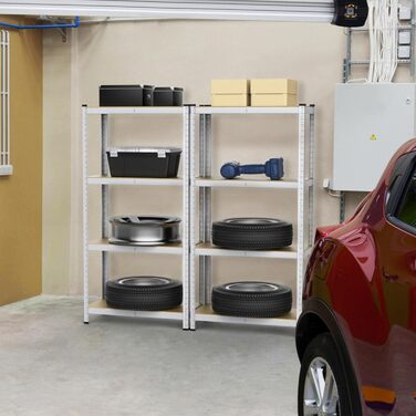 Полиця для зберігання 160x80x40 см Міцна полиця 4 полиці з МДФ Полиця для підвалу Полиця без болтів Полиця для майстерні, 2 шт.