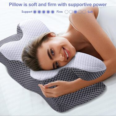 Ергономічна подушка для шиї, ортопедична подушка для голови з піни з пам&39яттю форми для сну на боці, спині та животі зі знімним чохлом, який можна прати (Стиль 1 60 * 34 * 13/10 см)
