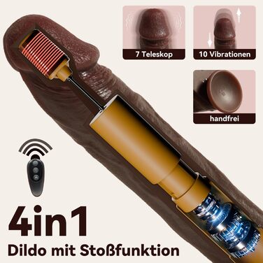 Реалістичний вібратор-фалоімітатор для жінок, електричний анальний фалоімітатор з вібрацією з 10 режимами вібрації та 7 поштовхами, секс-іграшка для жінок та чоловіків з підігрівом, XXL фалоімітатор вібратор G-точка, 30