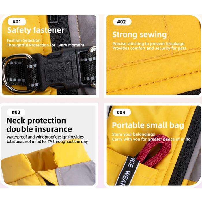 Зимова куртка для собак, костюм для домашніх тварин, водонепроникний та вітрозахисний, безрукавний жилет з бавовняною підкладкою та світловідбивачами на блискавці (чорний, L) Чорний L