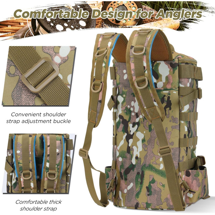 Рибальська сумка Aceshop, водонепроникний рюкзак для рибальських снастей Рюкзак для риболовлі Військова сумка через плече Тактичний туристичний рюкзак Сумка для рибальських снастей Багатофункціональний військовий рюкзак для риболовлі Походи в подорожі