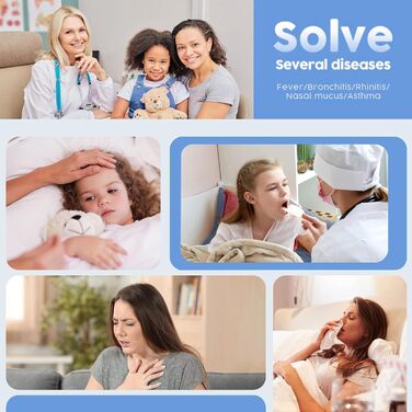 Інгалятор для дітей та дорослих - небулайзер небулайзер дитячий, ультразвуковий інгалятор від застуди, інгалятор з мундштуком та 2-ма масками (синій) Один розмір Синій