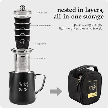 Набір для чаю в дорозі з нержавіючої сталі для дорослих, термостійкі чашки, похідна плитка та 4 пікнікові чашки