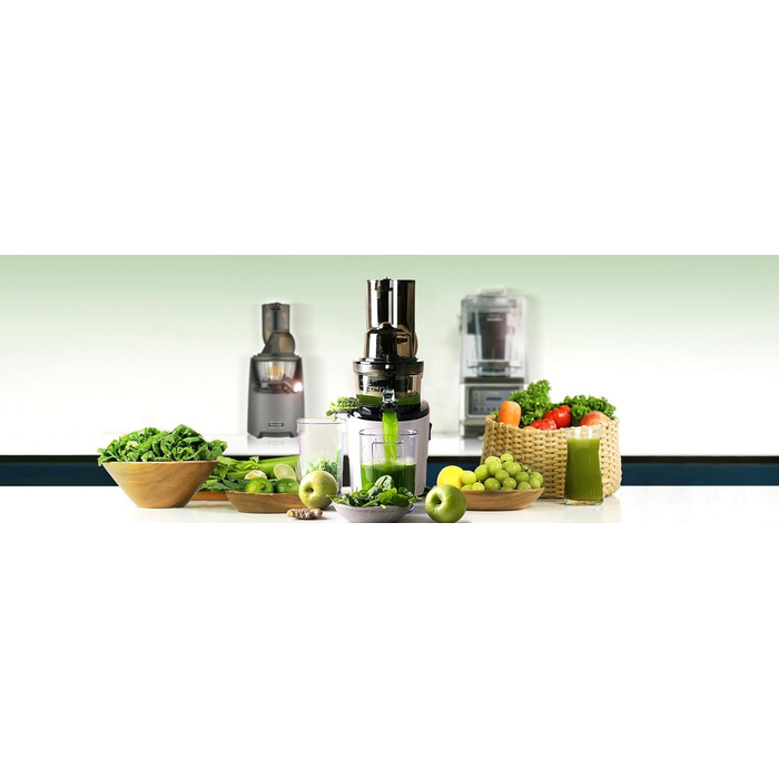 Соковижималка Kuvings REVO830 Slow Juicer - електрична соковижималка з потужним двигуном для цілих фруктів і овочів, потужність 240 Вт (чорний матовий)