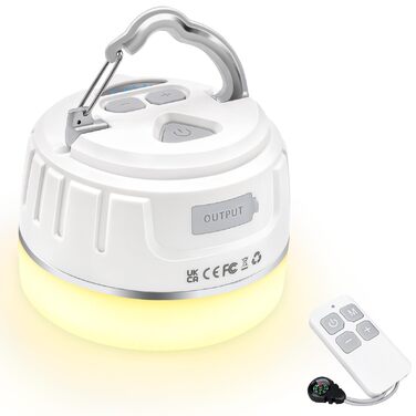 В-1 акумуляторний кемпінговий ліхтар та портативний зарядний пристрій 5200 мАг - захист IP65, надзвичайно яскравий магнітний світлодіодний ліхтар для кемпінгу, роботи в наметі на свіжому повітрі, походів, надзвичайних ситуацій, білого кольору, 2-