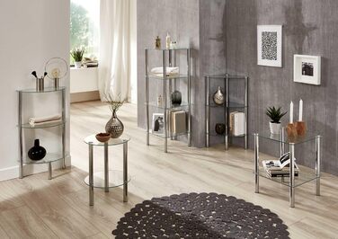 Журнальний столик HAKU Furniture, хром, метал, безпечне скло - Розміри В 47 см x Ø 35 см, Стиль Сучасний 47 x 35 см Хром