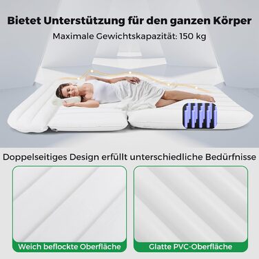 Автомобільний матрац COSTWAY, 190 x 130 см, надувний матрац для позашляховиків, двосторонній, надувний матрац з повітряним насосом та сумкою для перенесення, автомобільний матрац для багажника, кемпінгу, подорожей, активного відпочинку на природі (бежевий