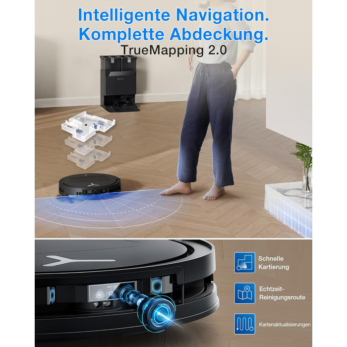 Робот-пилосос ECOVACS DEEBOT T50 Omni Gen3, 25 000 Па, чорний