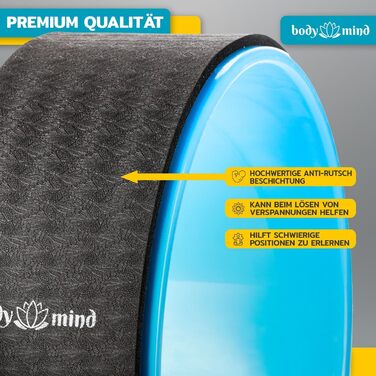 Колесо для йоги, фітнес-колесо для дхарми для асан та розтяжки спини ролик для йоги для розтяжки синього кольору