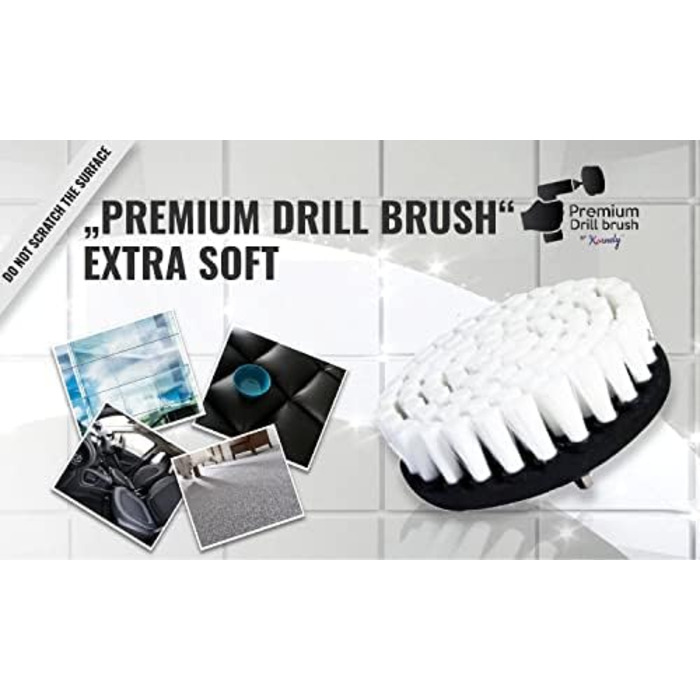 Преміальна щітка для дриля Kornely, надзвичайно м'яка, біла, 13 см для професійного очищення. Не дряпає поверхні. Підходить для чи