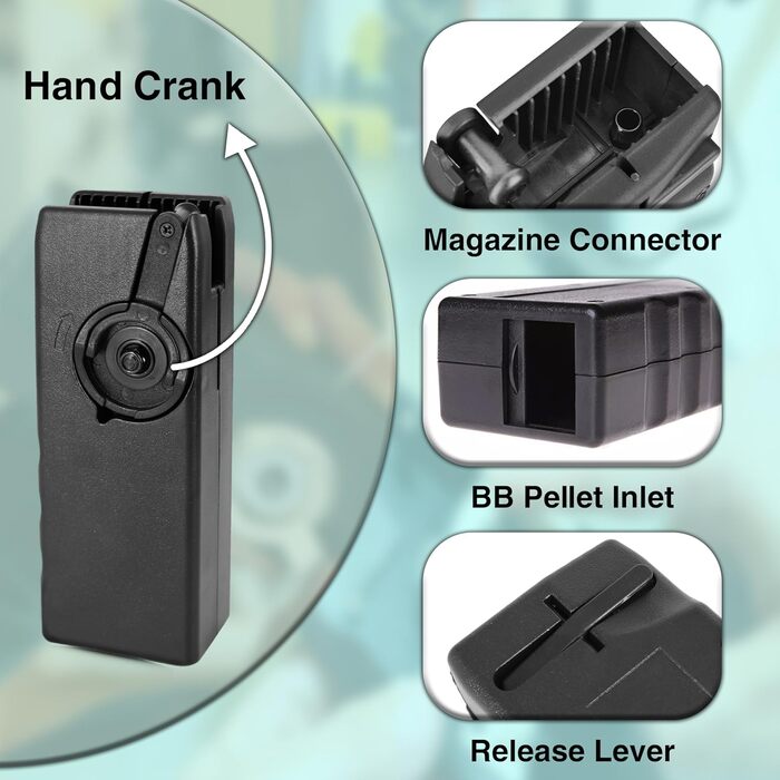Швидкісний зарядний пристрій ARSUK для BB-кульок – тактичний для страйкболу, пейнтболу, Airsoft, 155 набоїв, чорний