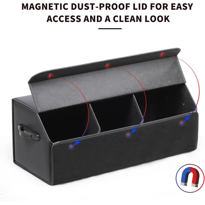 Органайзер для багажника зі шкіри, міцний, складаний, з регульованими відділеннями, надзвичайно великий об'єм (довжина 74.9 см x ширина 31 см x висота 29.2 см), 151