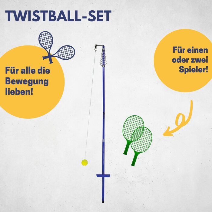 Найкращий спортивний набір твістболів у синьому кольорі I Круговий теніс для саду I 2 ракетки для тенісу та 1 м'яч для гойдання I М'яч на нитці з ракеткою I Садові ігри для дітей та дорослих