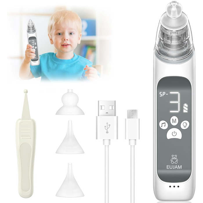 Назальний аспіратор дитячий електричний дитячий назальний аспіратор новонароджений з 3 силами всмоктування музичним світлом і 3 ро