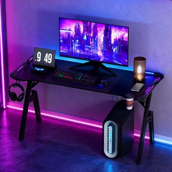 Ігровий стіл Storeo Imp, 140 x 60 см, МДФ / сталь / вуглецеве волокно, чорний