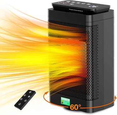 Тепловентилятор електричний з пультом дистанційного керування - електричний обігрівач потужністю 1500 Вт, 3 нагрівальних керамічни