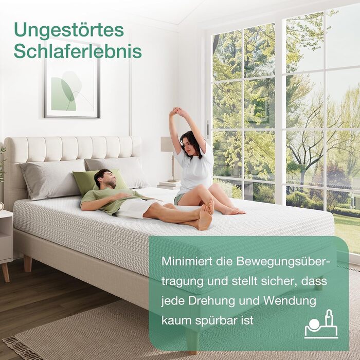 Матрац Novilla 90x200 см 7-зонний пружинний матрац з кишеньковою структурою Жорсткість H3 Сертифіковано Oeko-Tex Пружинний сердечник з кишеньковою структурою з комфортною піною по всьому периметру та дихаючим чохлом Висота матраца 20 см 90 x 200 см 20 см