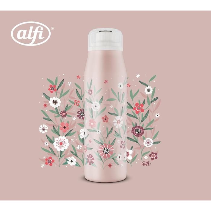 Дитяча пляшка alfi KIDS ISO 500 мл, пастельно-рожева, ізольована дитяча пляшка для пиття, нержавіюча сталь, повністю герметична з кришкою, що закручується, зберігає напої гарячими 12 годин, холодними 24 години, підходить для газованих напоїв, без BPA, кві