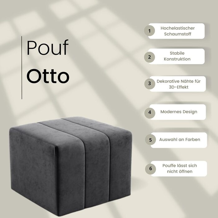 Пуф LIKMA, Табурет Брудний Рожевий 46x35x46 см, Оксамитове сидіння з 3D-ефектом, Пуф для ніг, Пуф-табурет, М&39який табурет, Сучасна лавка, Лавка для коридору, Пуф. Тканина Жасмин 61 Брудний Рожевий (Жасмин 61)