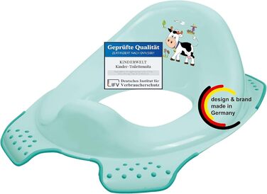 Сидіння для унітазу KiNDERWELT Premium для дітей і немовлят, дизайн Funny Farm у світло-блакитному кольорі, горщик для малюків від