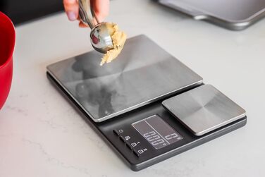 Цифрові кухонні ваги KitchenAid з двома платформами, зважують від 5000 г до 500 г, чорний, з секундоміром одного розміру