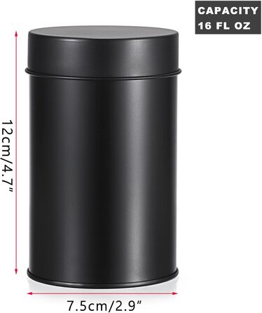 Маленьких круглих чайних банок, контейнери для зберігання розсипного чаю, чайні контейнери з герметичними подвійними кришками, чорні, коробки для зберігання спецій, трав, цукру, універсальний подарунок для любителів чаю, 12