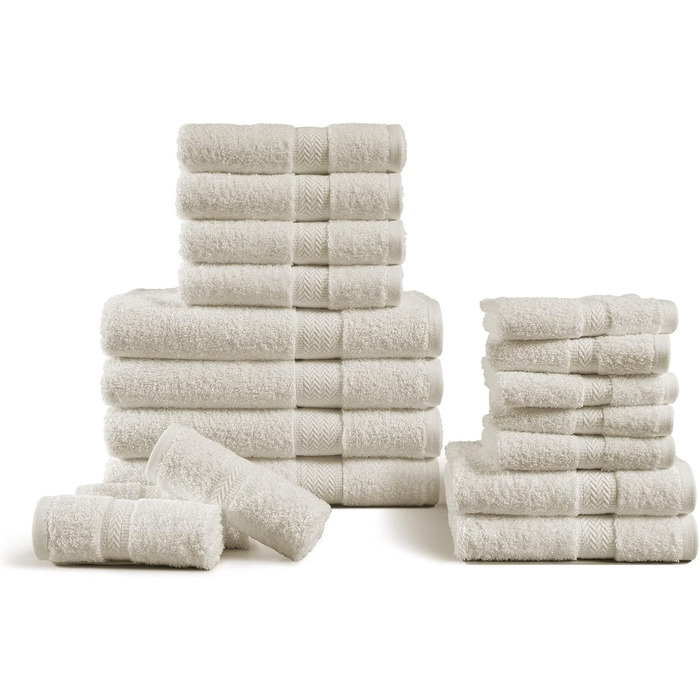 Набір рушників CHATEAU HOME COLLECTION (4 банних рушники, 6 рушників для рук, 8 фланелей) 600 г/м, абсорбуючий, комплект постільно