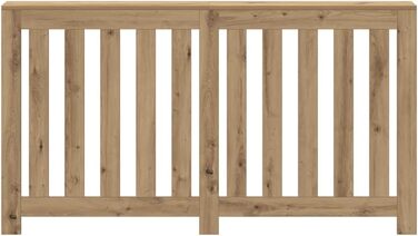 Кришка радіатора, Сучасна кришка радіатора з рейками для вітальні, Кришка радіатора, Дуб ремісника 149x20x82 см, Матеріал на основі дерева