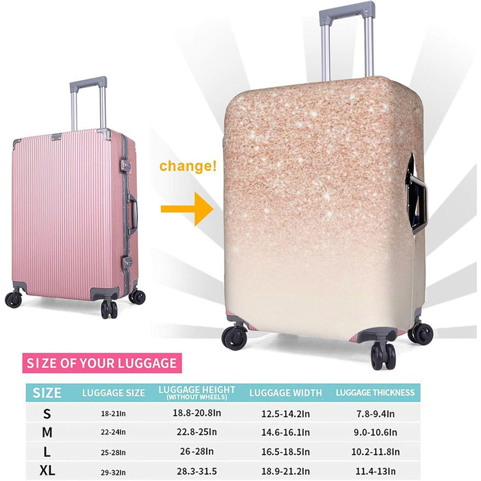 Валіза для подорожей, пилонепроникна, з блискітками, захист багажу, біла, XL