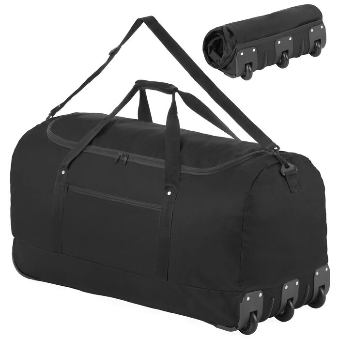 Велика дорожня сумка на колесах 100 л - Складана дорожня сумка XXL - Велика спортивна сумка з колесами (чорна)