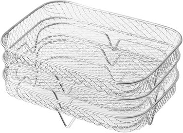 Стійка для фритюрниці, 304 Решітка для дегідратації для фритюрниці з нержавіючої сталі Багатофункціональна багатофункціональна багатошарова фритюрниця Сковорода-гриль Аксесуари для фритюрниць, сумісні з Ninja Foodi Подвійна фритюрниця 19 * 13 * 9 см