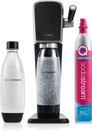 Тип содогенератора SodaStream з циліндром CO2 та пластиковою пляшкою, безпечною для посудомийної машини 1 л, висота 44 см, чорна, 44 см