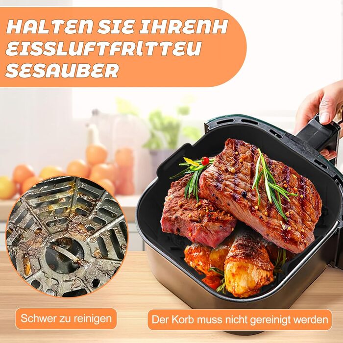 Аксесуари для фритюрниці з силіконовою формою NATNAV 21 см, аксесуари для фритюрниці Силіконовий горщик Багаторазова фритюрниця Силіконова каструля для Philip XL 6.2 л, COSORI 5.5 л/4.7 л, Cecotec 6 л, аксесуари для фритюрниці 6 шт.