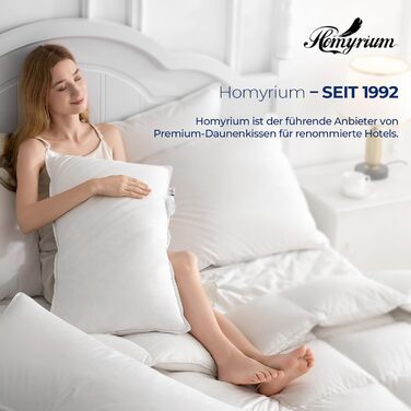 Пухова подушка Homyrium 80 x 80 см, пухова подушка для голови 80x80, пухова 3-камерна подушка зі 100 пуху та пера, подушка для сну готельної якості, чохол зі 100 бавовни, сертифікована Oeko-Tex (1600 г, 1 упаковка), 80 x 80 см